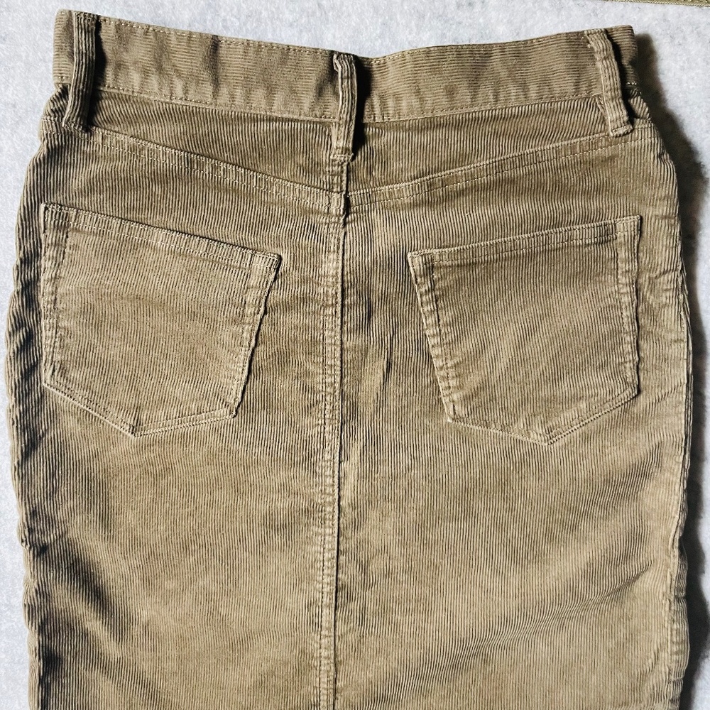 Muji XS Tan Corduroy Midi Pencil Skirt - Picture 6 of 9